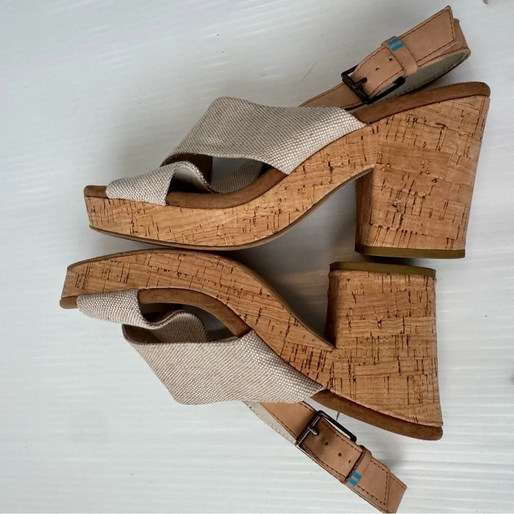Toms Ibiza platform Natural Wedge Sandals